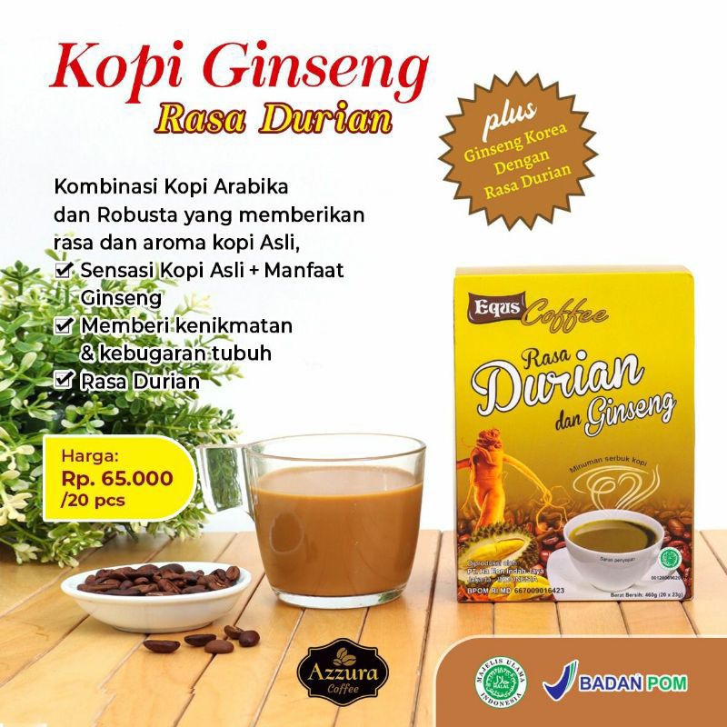 

Azzura - Kopi Ginseng dengan Rasa dan Aroma Durian isi 20 sachet