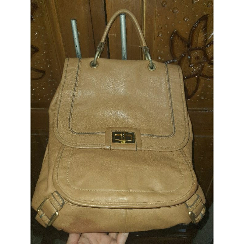 Tas kulit asli ransel muat laptop uk 13inch