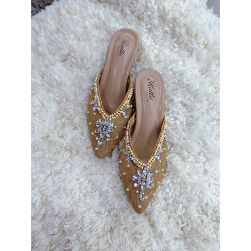 Termurah!!! COD HEELS 5cm brukat payet mewah Marwah abu / wedding shoes silver / sepatu pengantin abu / sepatu seserahan / sepatu tunangan / sepatu wisuda