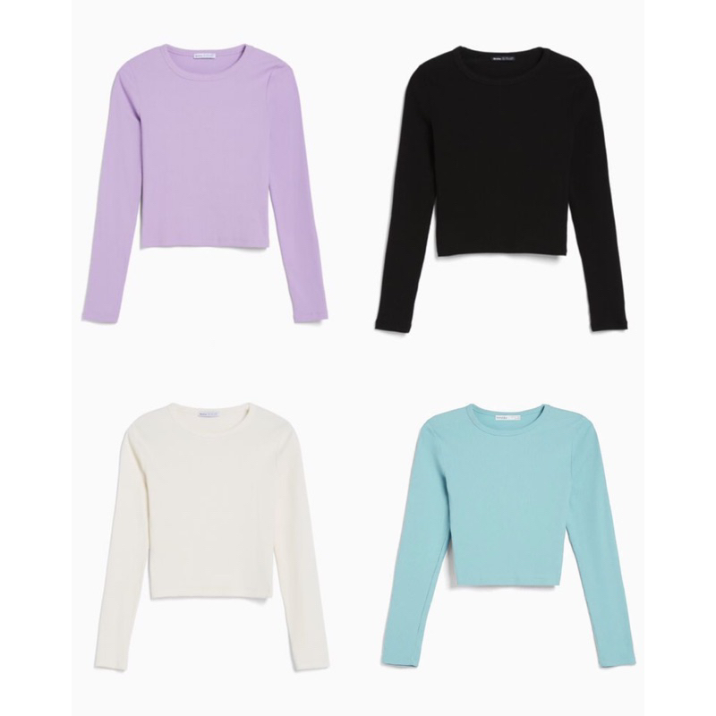 Bershka Ribbed Longsleeve Top