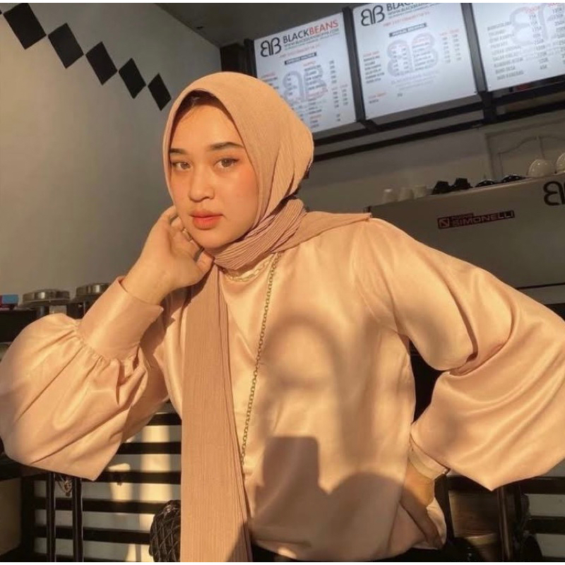 kemeja blouse satin silk premium