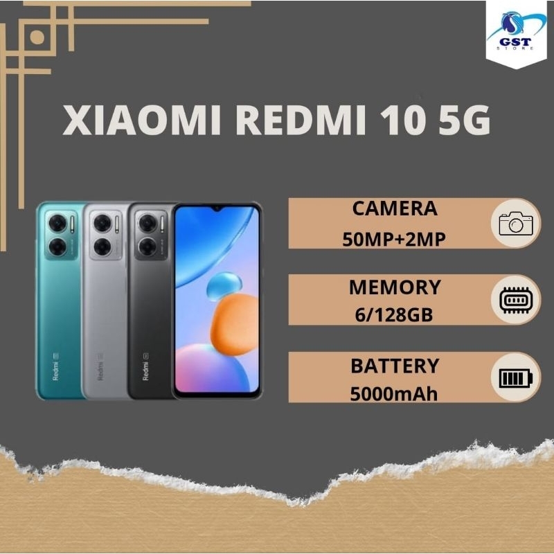 HP XIAOMI REDMI 10 5G RAM 6 INTERNAL 128 BERGARANSI RESMI 1 TAHUN
