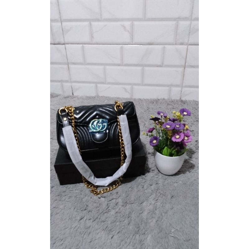 TAS BRANDED GUCCI MARMUN HITAM MODERN PREMIUM