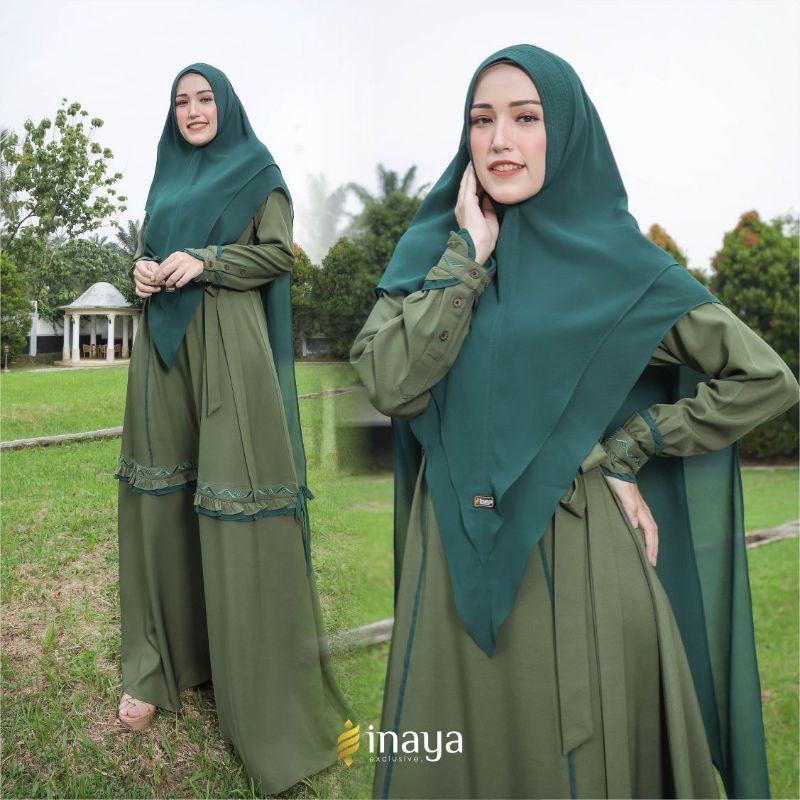 Gamis Wanda Syari set Khimar original by Inaya Exclusive
