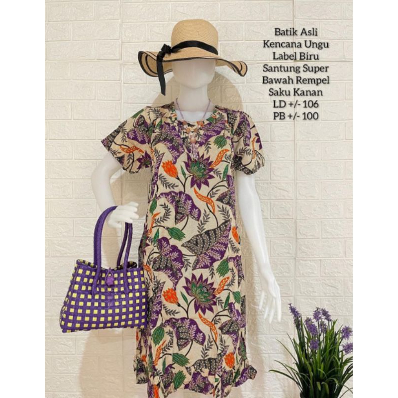 Daster Kencana Ungu Lebel Biru