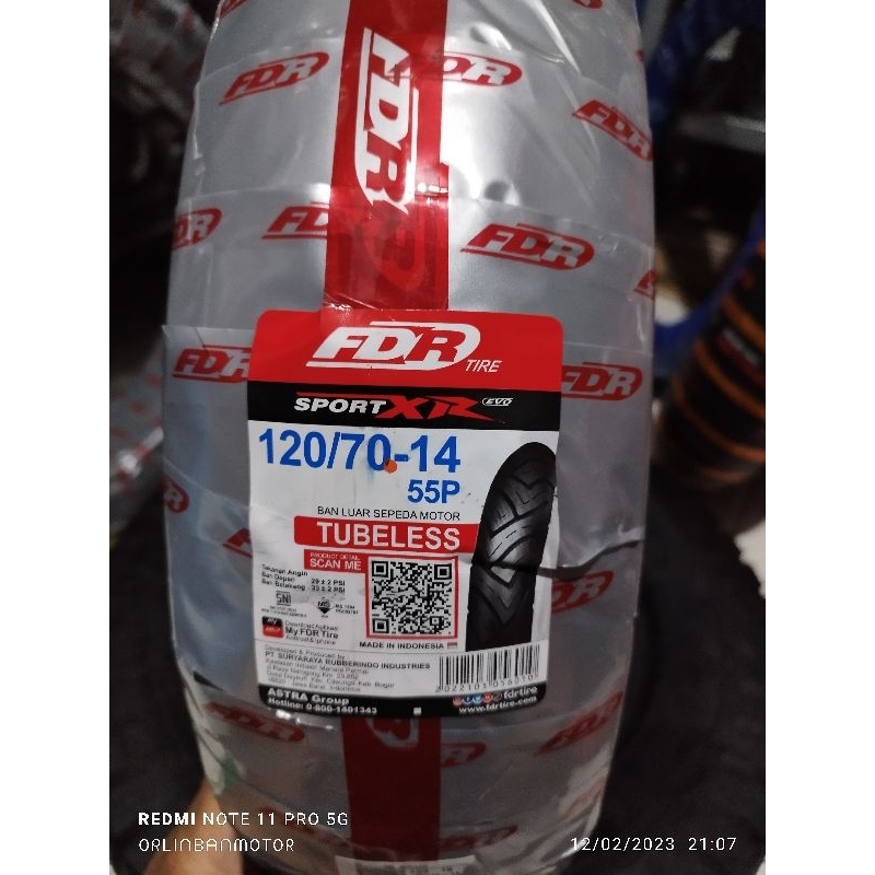 Ban FDR Sport XR Evo 120/70-14 Tubles  - Ban Belakang PCX150/Ban Belakang Honda Vario 160