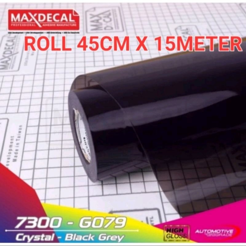 ROLL Sticker Maxdecal 7300 G079 Transparant Crystal Black Grey 45cm×15m ROLL