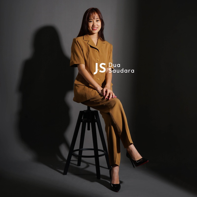 STELL PEMDA WANITA LENGAN PENDEK CELANA PANJANG / PEMDA CEWE / KHAKI / BAJU PEMERINTAH / BAJU DINAS /  BAJU ASN / STELAN ASN