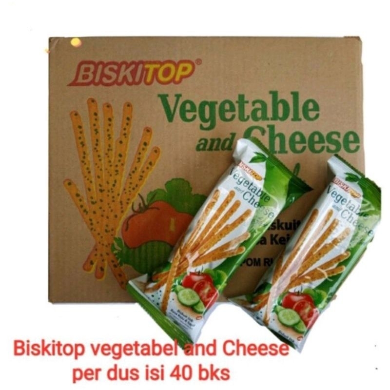 

BISKITOP - VEGETABLE STICK 1 DUS / KARTON ISI 40 pcs 50g Biskuit Anak Dewasa Enak Renyah Biscuit Stik Rasa Sayuran Keju