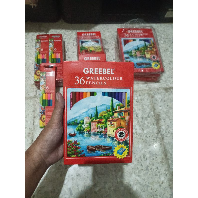 

greebel pencil warna bonus kuas & serutan / Coloring Pencils Cerah Non toxic Tidak Berdebu