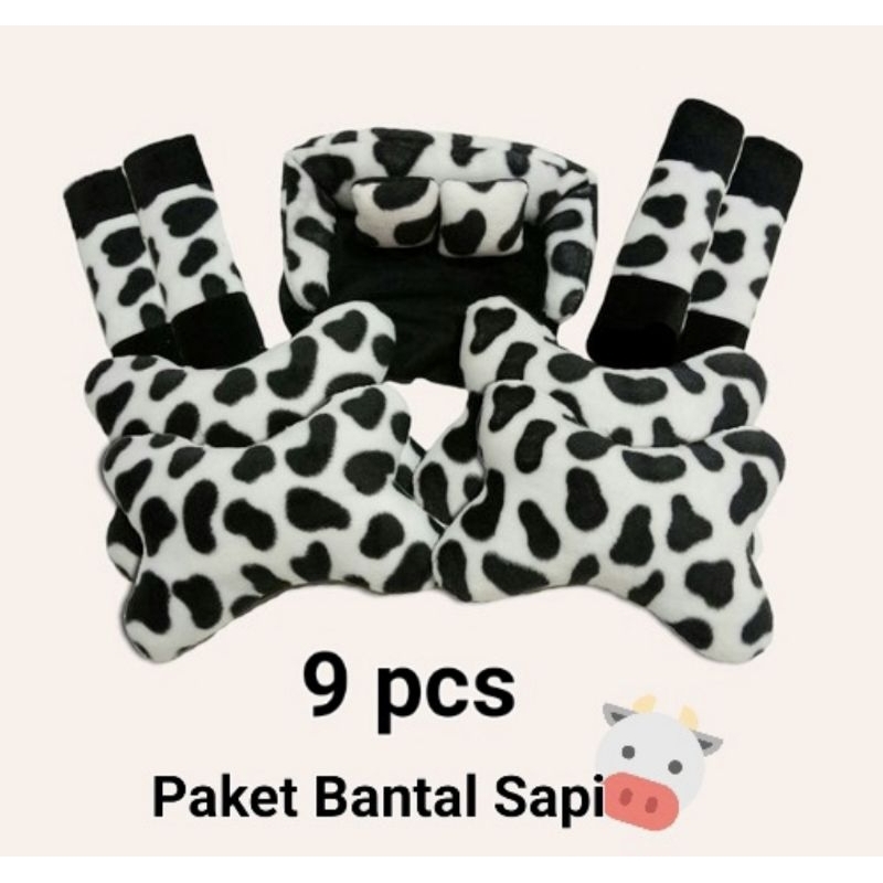 Paket Bantal mobil 9 pcs motif totol sapi