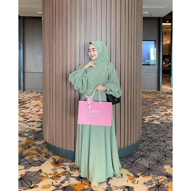Nurchy Dress Green Pastel Ori by Puthic.id