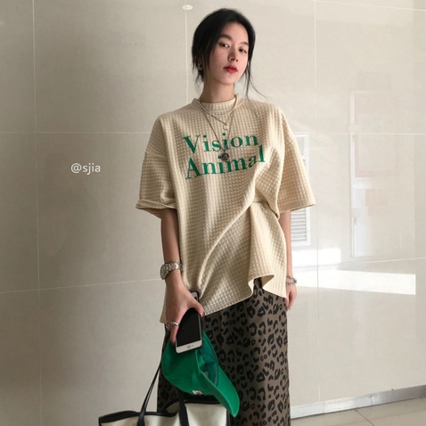 XIAOZHAINV Korean Style Kaos Lengan Pendek Wanita 0730