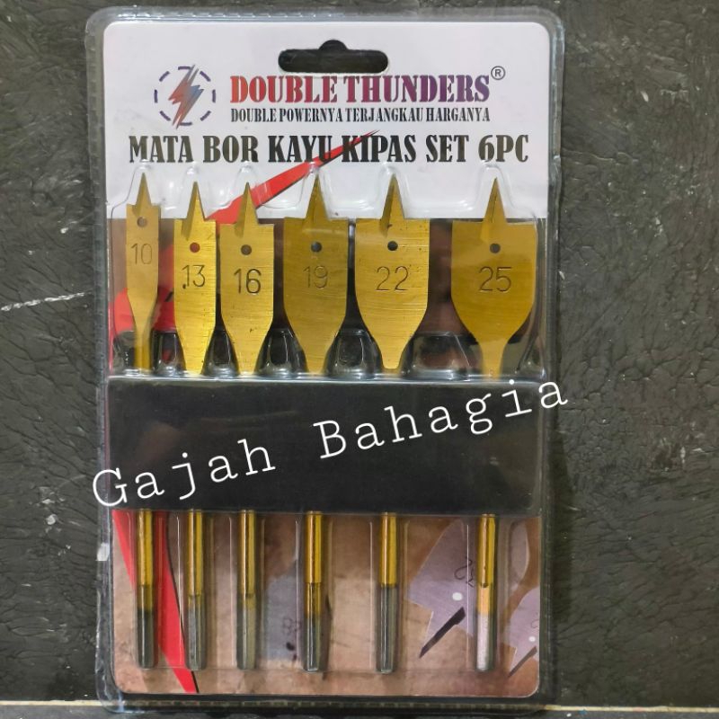 Mata bor kayu kipas set 6 pcs Mata bor pelubang kayu model kipas set 6pcs Wood spade bit set