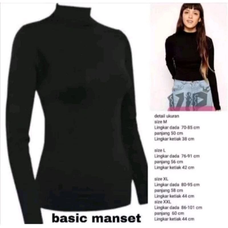 Baju Kaos Manset Leher tinggi Turtleneck lengan panjang