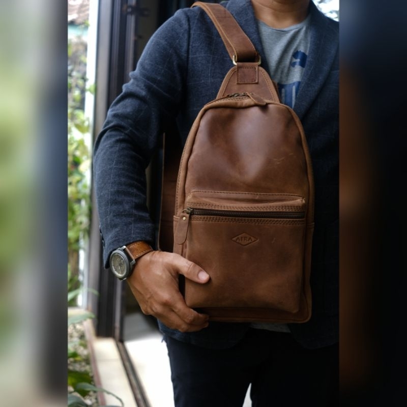 AIRA | Tas Kulit Asli Pria Slingpack BRUNO