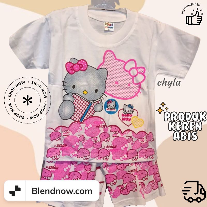 BAJU SETELAN ANAK HELLO KITTY/ SETELAN ANAK GAMBAR HELLO KITTY/ SETELAN BAJU ANAK HELLO KITTY/ BAJU 