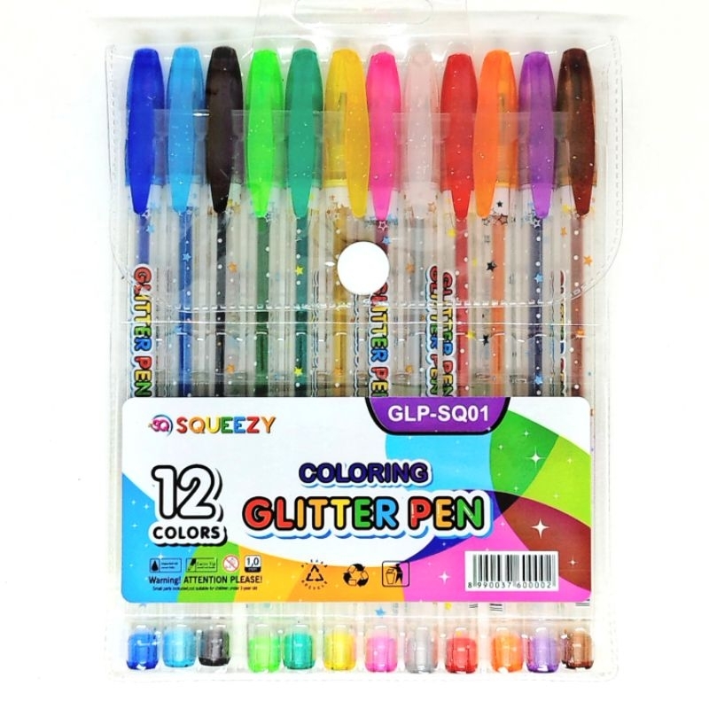 

Bolpoin Gel GLITTER GLITER SQUEEZY 12 WARNA Pulpen Ballpoint Bolpen