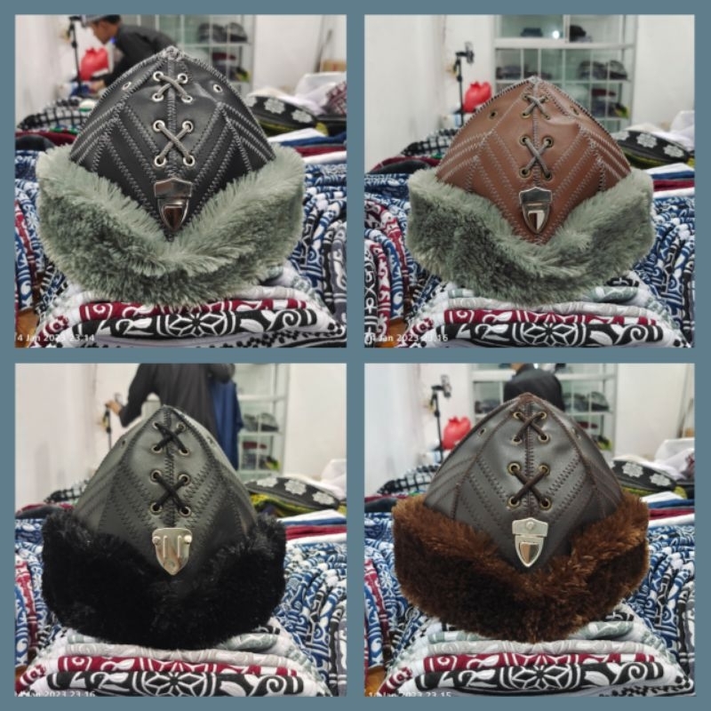 Peci Turki Ertugrul Ottoman kulit sintetis