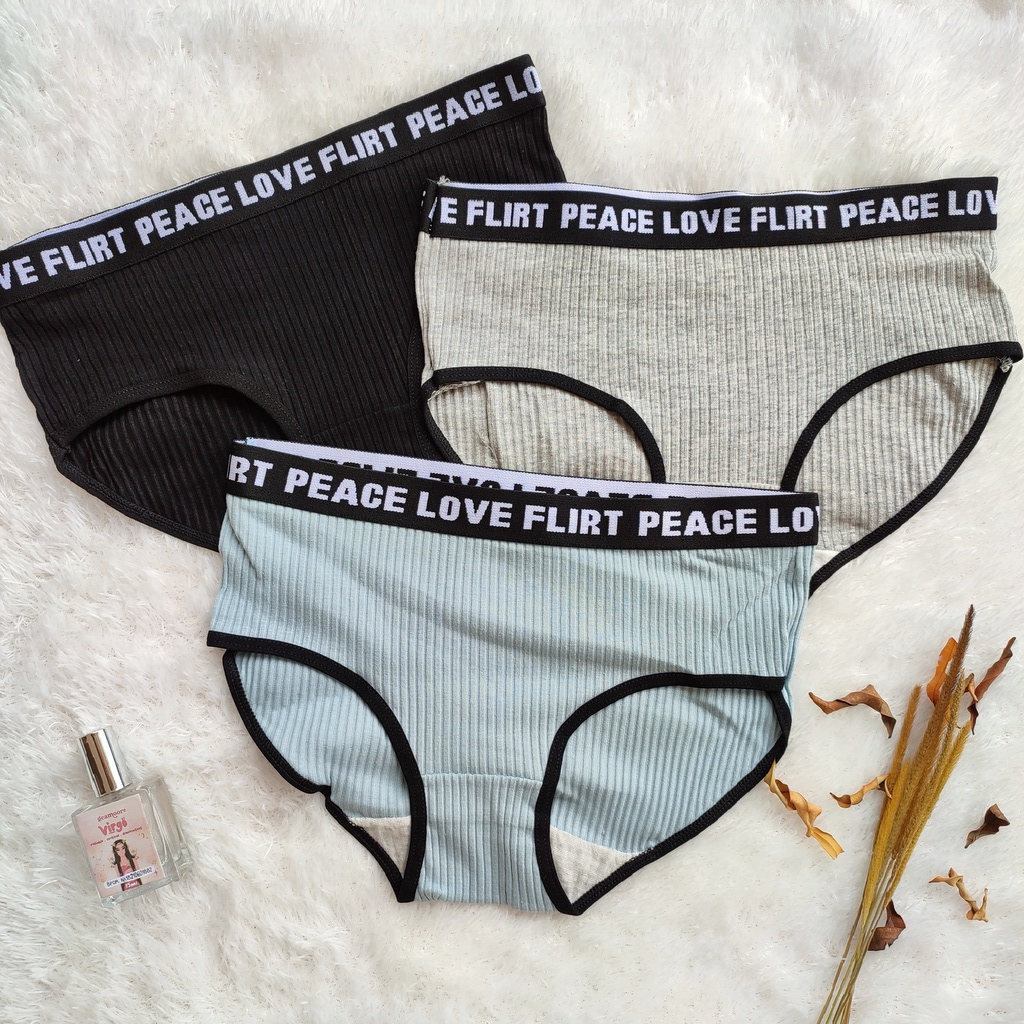 Celana Dalam Brief Sexy Motif Tulisan / Celana Dalam Sport Celana / Dalam Yoga CD Wanita Import