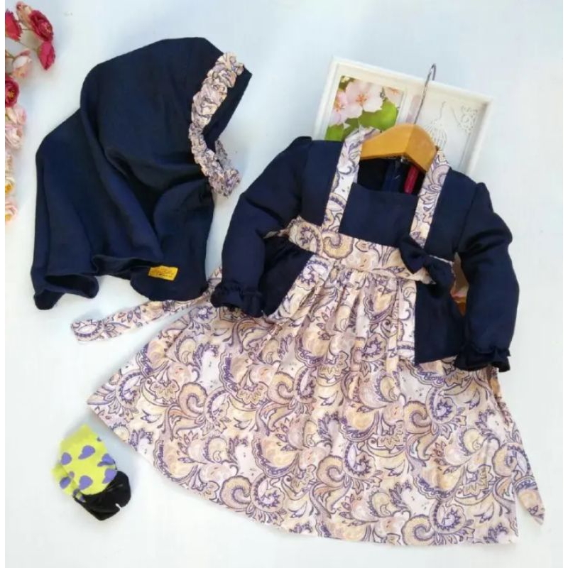 LABELLA GAMIS BATIK ANAK BALITA CEWEK USIA 2-3 TAHUN DRESS MUSLIM MODEL KEBAYA KUTU BARU BAHAN KATUN