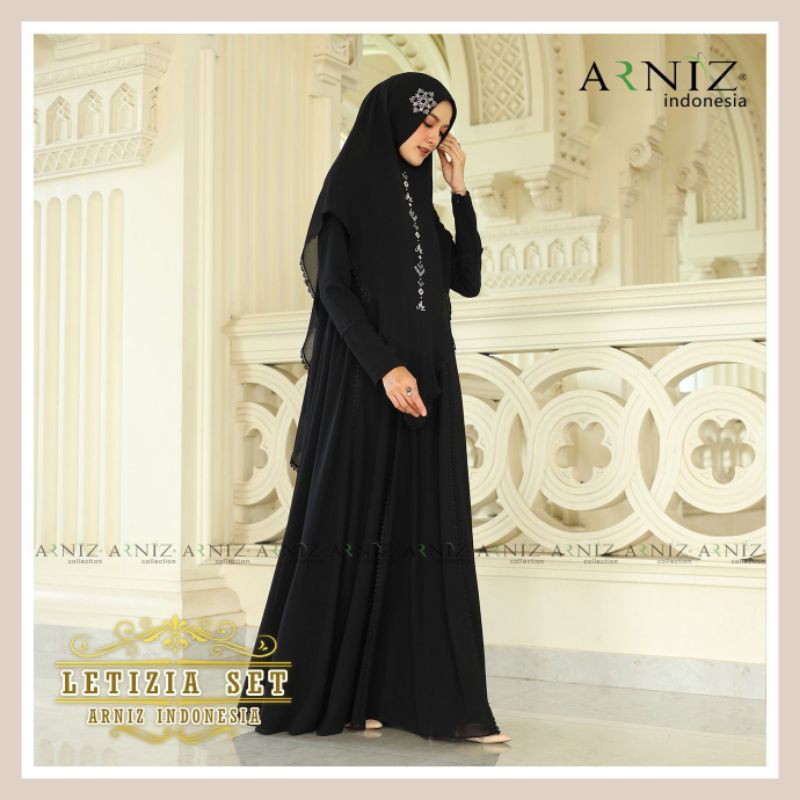 Letizia Set Syar'i By Arniz Khususan Hitam&Putih