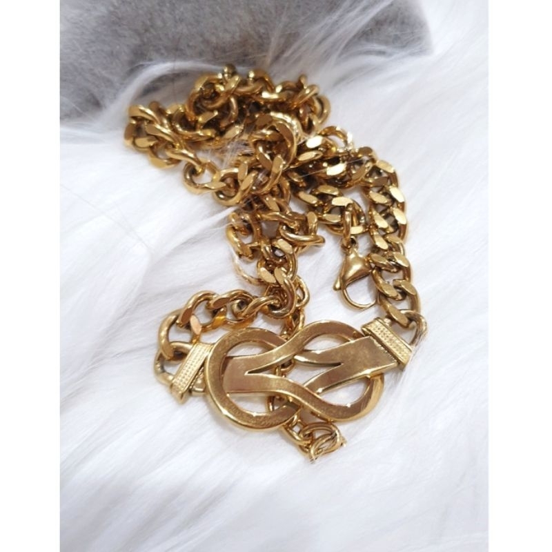 Kalung Titanium asli Stainless steel Gold anti karat anti alergi Premium Quality 050