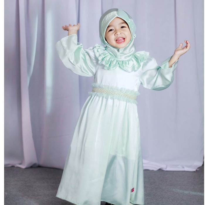 Pretty Girl - Zenobia Muslim Dress in Mint - Gamis Anak