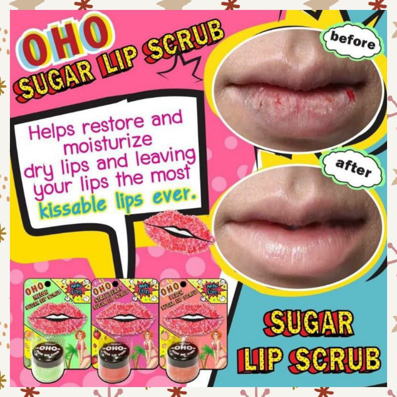 Lip Scrub Bibir OHO Peach Sugar Lip Exfoliating Perawatan Bibir Kering Dan Pecah Original Thailand