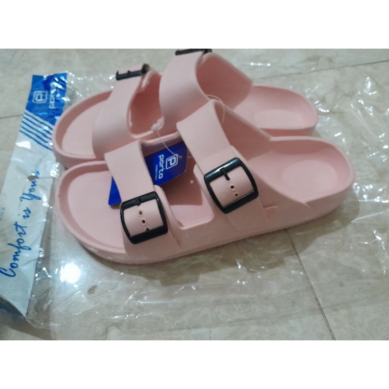 (COD)Sandal Karet Wanita Porto 1045 L Tali Ban 2 Gesper Bisa Digeser