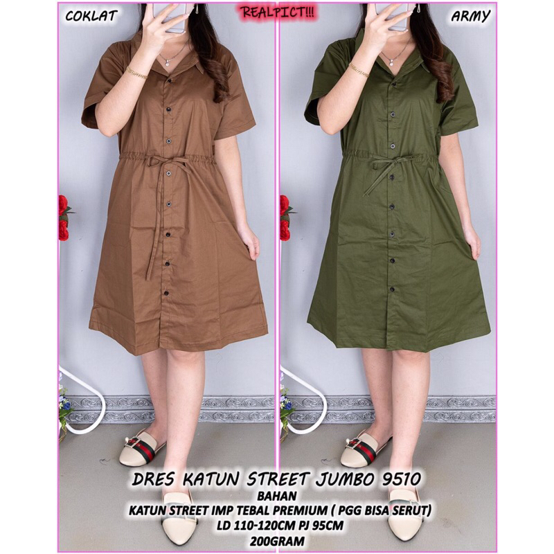 dress katun stretch jumbo bigsize polos 9510