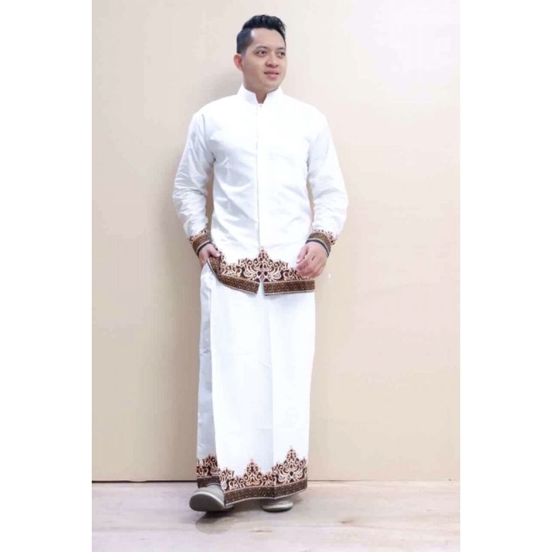 BAJU BATIK KOKO SARUNG TUMPAL PUTIH LAPIS FURING