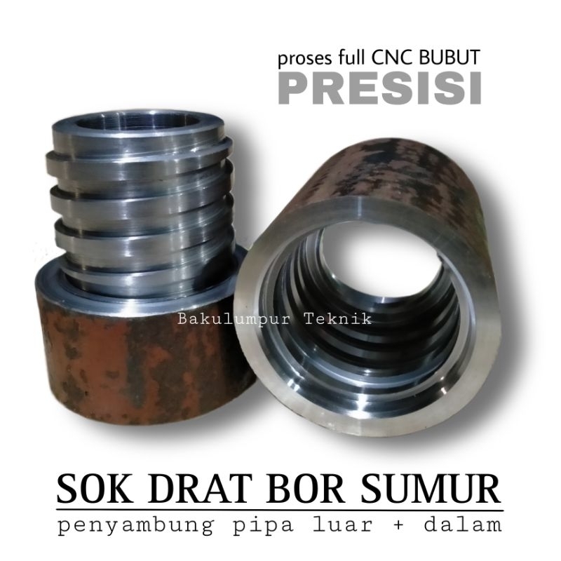 SOK DRAT BOR SUMUR 1 1/2 INCHI - SHOCK DRAT PENYAMBUNG PIPA LUAR DALAM - SOCKET PIPA DRAT KASAR