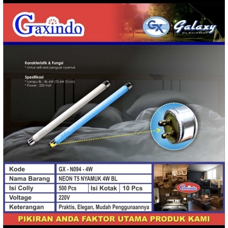 Lampu NEON T5 Nyamuk Refill 4 Watt GX-N094