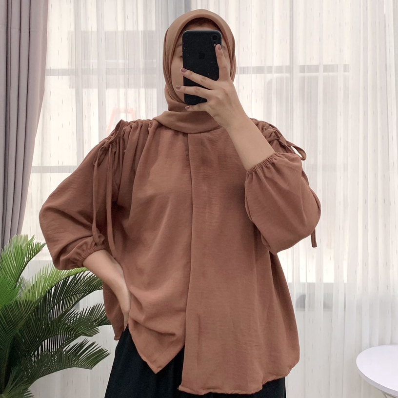 GS - GAVI BLOUSE CRINKLE / KEMEJA POLOS / BLOUSE LENGAN SERUT / GAVI BLOUSE / KEMEJA WANITA / BAJU A