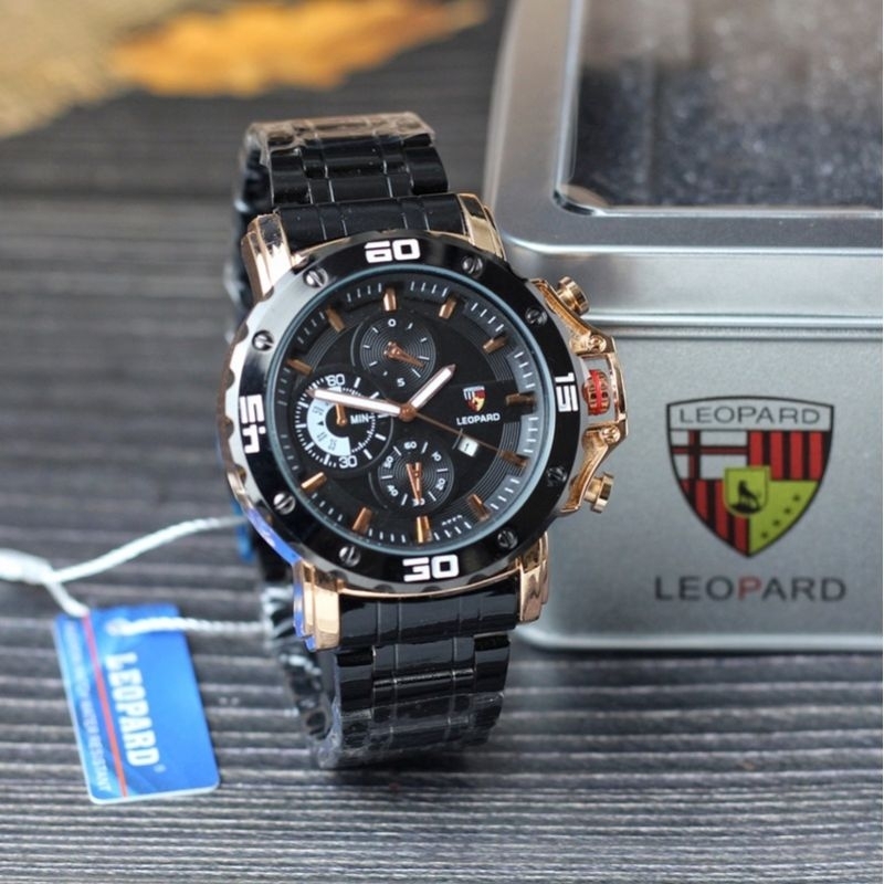 Jam Tangan Original LEOPARD Tanggal aktif Rantai Stainless