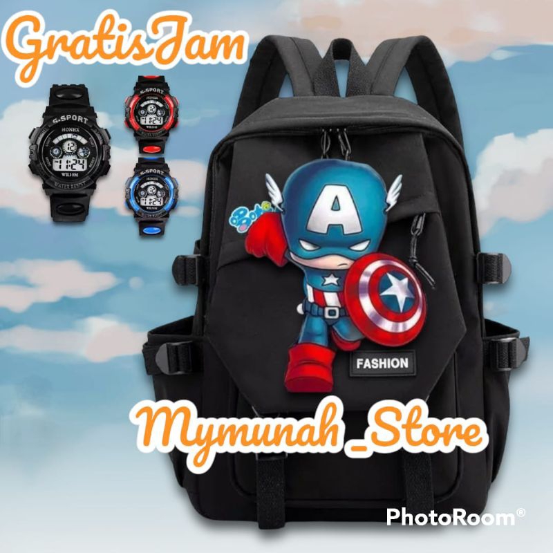 Tas Ransel Fashion Sekolah Anak Laki Laki TK SD Marvel Super Hero