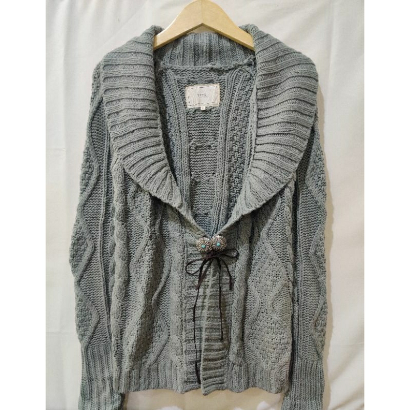 Knit Cardigan Tryst Cable Gray Preloved Second