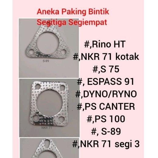 Paking Knalpot Gasket Kotak Segitiga Bintik Ryno Dyna NKR 71 S75 ESPASS S91 PS CANTER PS 100 S-89 plat
