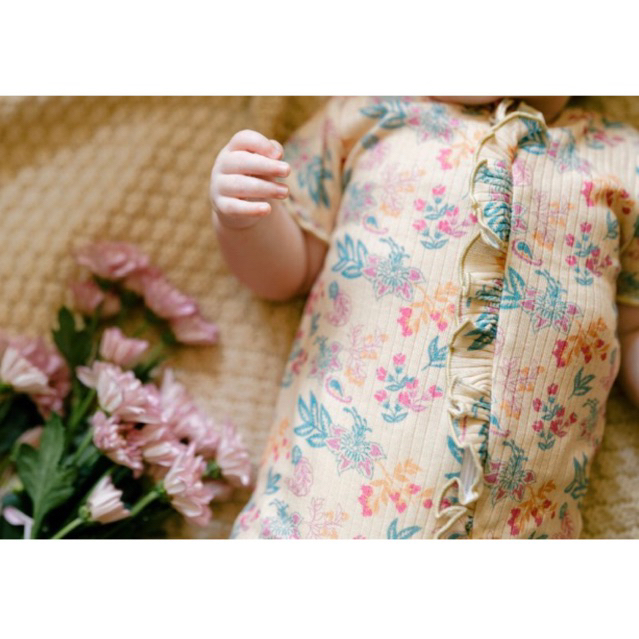 DINOANDBUNNY - SHORT SLEEP RUFFLE - Bohopanna Sleepsuit Zipper - Baju Tidur Piyama Bayi dan Anak Perempuan