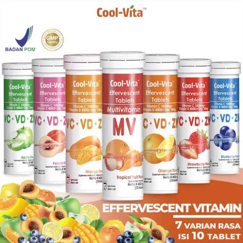 COOL-VITA VITAMIN C1000mg, VITAMIN D &amp; ZINC EFFERVESCENT TABLET 12'S