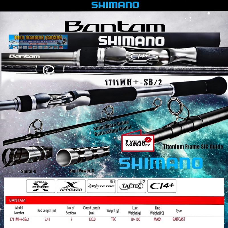 Joran BC Shimano BANTAM 1711MH Garansi 1 Tahun produk 2022