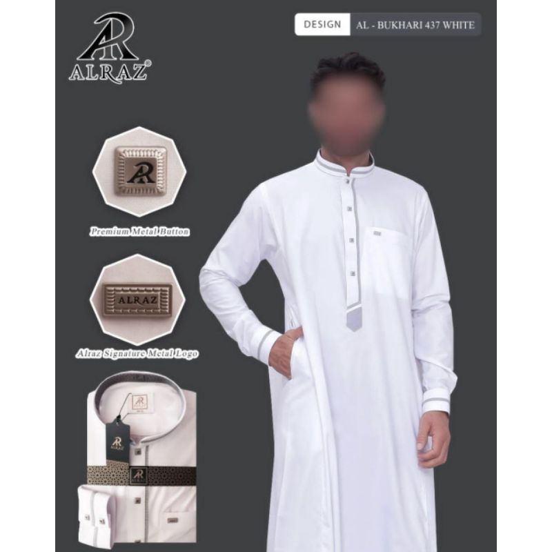 jubah Al Raz remaja manset putih