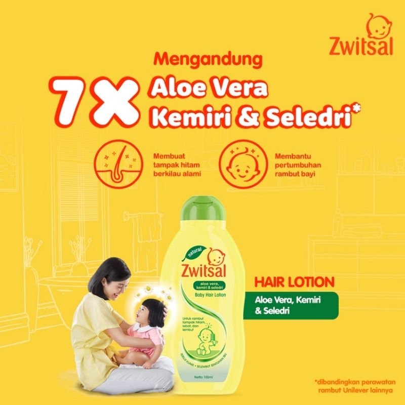 Zwitsal Natural Baby Hair Lotion / Shampoo Aloe Vera Kemiri Seledri 100mL