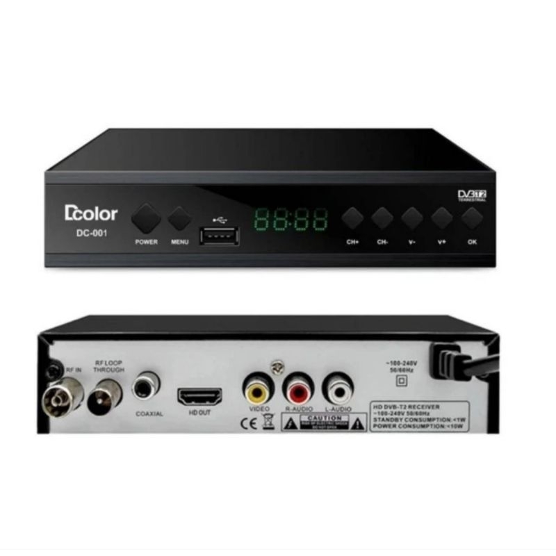 SET TOP BOX TV digital STB DCOLOR/CROSSBOY DVB T2 Receiver FULL HD - STB+RCA