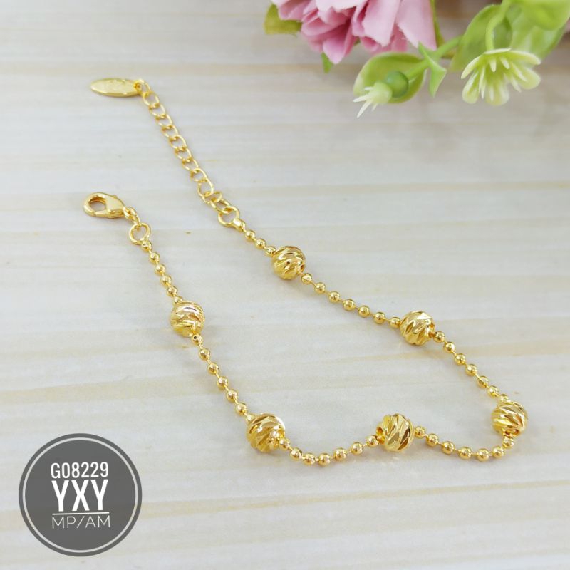 Gelang yaxiya biji lada ukir warna gold 24k G08229