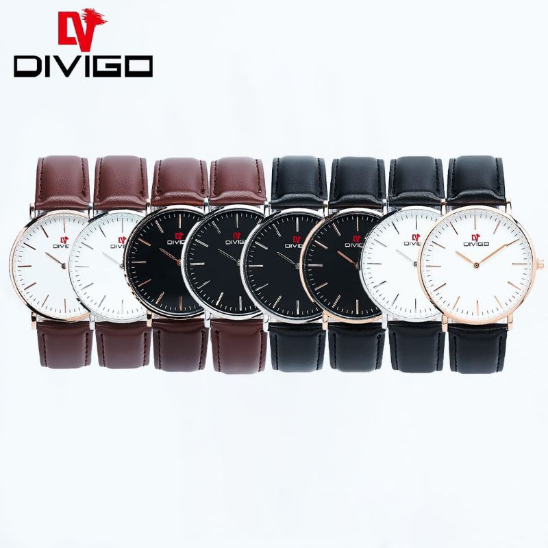 (Cod)Jam Tangan Pria Divigo Anti Air Original Strap Kulit(Dikirim Jakarta)