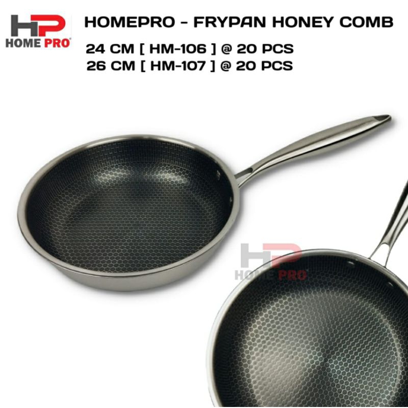 Home Pro Frypan Wajan Stainless Steel Honeycomb