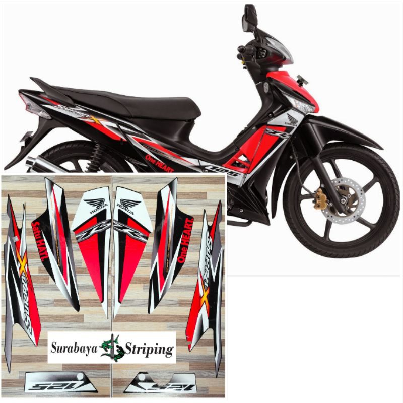 striping striker Honda supra X 125 R merah tahun 2013