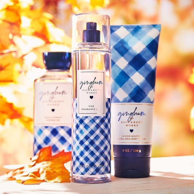 BATH &amp; BODY WORKS BBW GINGHAM SERIES MIST LOTION SHOWER GEL BODY CREAM HAND CREAM SHOWER GEL BODY CREAM LOTION MIST WASH WALLFLOWER ROOMSPRAY SCENTPORTABLE GENTLE GEL DEEP CLEANSING GENTLE FOAMING CREAMY LUXE